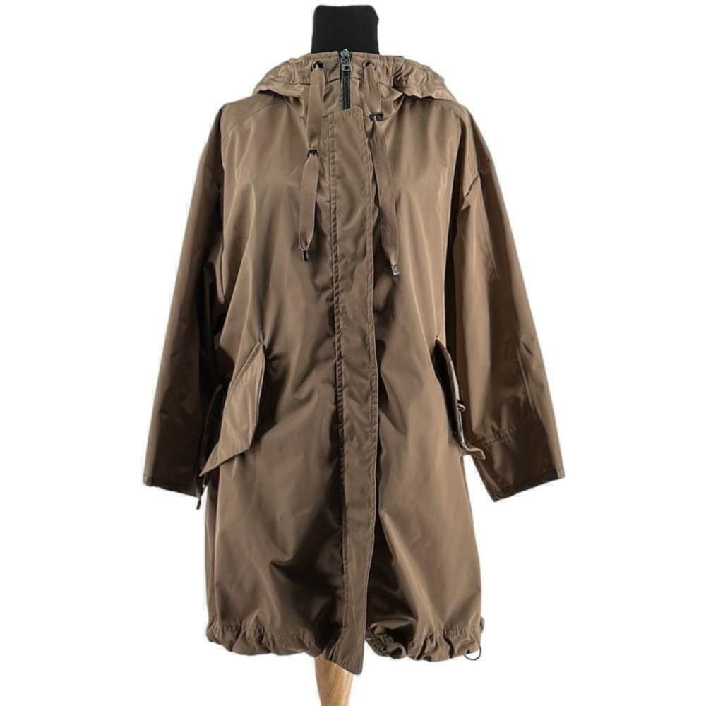 Marc Cain commuter rain jacket 3/4 sleeve brown light weight coat sz 6